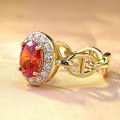 wholesale S925 Silver New 6*8mm High Carbon Diamond Red Oval Ring for Women, Fashionable and Versatile-0-2