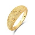 wholesale Metal material: S925 sterling silver gold-plated French vintage starry sky brushed ring for women, lightweight luxury style, simple, wholesale and custom-0-4