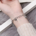 wholesale S925 Sterling Silver Korean Dongdaemun Fashion Retro Light Luxury Smiley Star Cross Element Bracelet-0-3