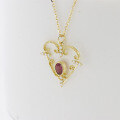 wholesale 18K gold jewelry wholesale source heart-shaped luxurious ruby full-cut diamond necklace-0-2
