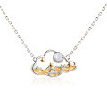 wholesale S925 Sterling Silver Cloud and Sea Pendant Topaz Opal Necklace for Women, Minimalist Ethereal Designer Jewelry-0-4