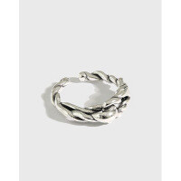 wholesale S925 Sterling Silver Korean Knit Design Silver Ring, Ins Minimalist Style, Retro Distressed Twist-Vintage Silver [No. 12/Adjustable] > Opening adjustable