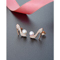 wholesale 925 Sterling Silver Full Diamond High Heel Earrings for Women, Luxury Small Design Freshwater Pearl Ear Studs, High-End Sense Accessories-0-1