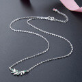 wholesale S925 Sterling Silver Korean Fashion Minimalist Student Necklace for Women, Inlaid with Diamond Creative Fresh Leaf Collarbone Pendant Wholesale-0-5