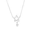 wholesale S925 Sterling Silver Hollow-out Star Companion Necklace, Fashion Minimalist Niche Design Versatile Star Collarbone Chain Accessory-0-4