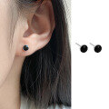 wholesale S925 silver black geometric round earrings for women and men, couple style E0337-1-0-1