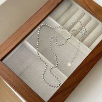 wholesale S925 Sterling Silver Colored Beaded Multi-Layer Wish Tower Pendant Women's Small Unique Design Sense Sweater Chain Accessory Necklace-Single chain 925 silver