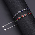 wholesale S925 Sterling Silver New Design Sense Natural Sapphire Bracelet for Women, European and American Style, Set with Garnet-0-0