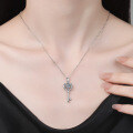 PT950 Plated 925 Silver Cross-Border Moissanite Key Pendant Necklace-0-2