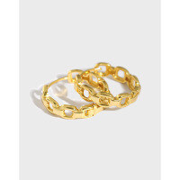 wholesale S925 Sterling Silver 079-080 Korean Version Ins Small and Minimalist Design Sense Cold Tone Style Versatile and Textured Chain Earrings for Women-Small Model 18K Gold