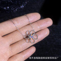 S925 Sterling Silver D Color Moissanite Five-Petal Flower Necklace-0-0