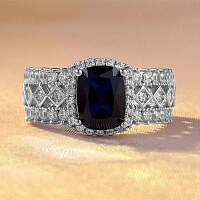 wholesale S925 Silver New 6*8mm High-Carbon Diamond Pigeon Blood Red Ring Luxury Hollow Full Diamond Women's Fashion-R571 Blue Diamond No. 9