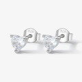wholesale 925 Sterling Silver Earrings Heart Zircon Stud Earrings Ins Style Small and Exquisite Temperament High-end Sense Valentine's Day Foreign Trade Jewelry Women-0-5