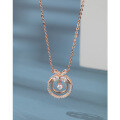 wholesale 925 Sterling Silver Diamond-Encrusted Bow Circle Pendant Necklace for Women, Fashionable Niche Luxury Collarbone Chain with a Sense of High-End Versatility-0-0