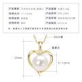 S925 Sterling Silver Geometric Hollow Design Natural Freshwater Pearl Necklace-0-13