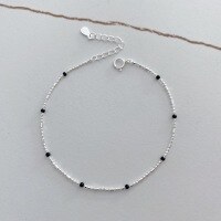 wholesale S925 Sterling Silver Summer Black Bead Crushed Silver Bracelet Fashion Minimalist Versatile Niche Design Accessory-Black Bean Silver Bracelet 925 Silver