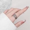 wholesale S925 Sterling Silver European-American French Chic Hollow Multi-layer Letter Open Ring Hip-hop Internet Celebrity Style Ring-0-1