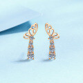wholesale S925 Sterling Silver Champagne Gold Butterfly Moissanite Stud Earrings, Versatile and Stylish, Perfect Gift for Girlfriend-0-5