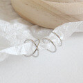 wholesale S925 sterling silver 359/360 Korean version ins design minimalist versatile double-layer cross non-piercing ear clips for women-0-1