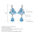 wholesale S925 Silver Natural Topaz Personality Jewelry Set with Gemstone Ring Necklace Earrings Three-Piece Suite-0-3