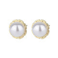 wholesale Metal Round Pearl Stud Earrings for Women, Fashionable and Versatile, Elegant and Sophisticated-0-4