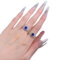 wholesale S925 Silver New Style French Bezel-Set Simulated Sapphire 6*8 Oval Romantic Fashion Ring-0-4