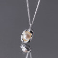 wholesale S925 Sterling Silver Irregular Shell Pearl Pea Pendant Necklace, Ins Small Stackable Egg Pocket Chain Necklace D9229-0-5