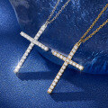 wholesale S925 Sterling Silver Micro-Inlaid Zircon Cross Necklace Fashion Minimalist Classic Versatile Pendant Collarbone Chain-0-1