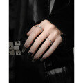 wholesale S925 Sterling Silver Original Niche Design Minimalist Textured Zircon Open Adjustable Ring for Women-0-2