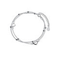 wholesale S925 Silver Double-Layer Heart Bracelet with Beaded Design, Korean and Japanese Style, Sweet Matching Accessory for Best Friends S4368-0-4