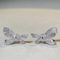 wholesale S925 Sterling Silver Bow Stud Earrings, Korean and Japanese Fresh Sweet Ins Style, Non-Fading, Full Diamond Zirconia Earrings for Women-0-4