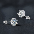 925 Silver Cross-Border Hot-Style Six-Claw D Color Moissanite Stud Earrings, Factory Direct-0-1