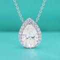 wholesale S925 Sterling Silver Waterdrop Pear Moissanite Diamond Necklace for Women, Light Luxury Micro-Set Princess Pendant, Ins Accessory Decoration-0-0