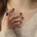 wholesale S925 Sterling Silver Korean-style Light Luxury Super Sparkling Zirconia Four-pointed Star Necklace For Women, Trendy And Versatile Simple Star Collarbone Chain-0-4