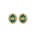 wholesale [925 Gold Plated Silver] Japanese Light Luxury Jewelry, Vintage Earrings with Unique Design, Natural Malachite Women's Ear Studs-0-0