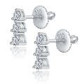 wholesale [18k Gold Plated S925 Silver] New TK Hot Selling Classic Three-Diamond Round Moissanite Women's Screw Earrings-0-4