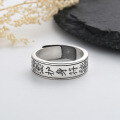 wholesale S925 Sterling Silver Matte Vintage Antique Finish Zodiac Year Meaningful Ring Literary Ethnic Style Unisex Band-0-1