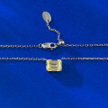 wholesale S925 Silver Zhuo Zhifan New 6*8 Sugar Cube Yellow Diamond High-Carbon Diamond Necklace Fashion Pendant for Women 40+5cm-0-3