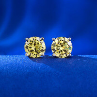 wholesale S925 Sterling Silver 1ct Four-Prong Stud Earrings 65mm Classic Versatile Cross-Border Style for Dropshipping-E497 Pigeon Blood Red 925 Silver