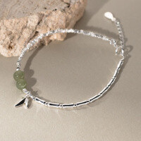 wholesale S925 Sterling Silver Hetian Jade Broken Silver Bamboo Joint Leaf Bracelet Ins Style Small Fresh Accessories for Women S644-S925 Silver Bracelet 925 Silver