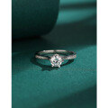 wholesale S925 Sterling Silver Ring for Women, Light Luxury, Niche, High-End Feeling, Set with Zircon, Six-Prong Shank Ring, Proposal, Wedding, Simulated Diamond Ring-0-2