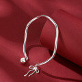 wholesale 999 Silver Wave Bracelet for Women, Japanese Korean Minimalist Niche Bow Bell Young Style Pure Silver Open Bangle-0-3