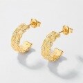 wholesale Gold retro luxury braided brushed diamond stud earrings for women, small and unique high-end fashion antique style new collection-0-1