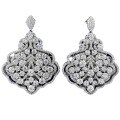 wholesale S925 Sterling Silver Luxury Hand-Set White Diamond Full Diamond Leaf Silver Ear Drops, Exquisite and Elegant Women's Jewelry-0-4