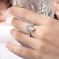 wholesale 18k White Gold Plated S925 Silver 6*9mm Teardrop Moissanite Ins-Style Engagement Ring for Women, Stackable Set-0-3