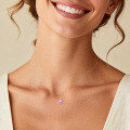 925 Silver 2-Carat Pink Diamond Invisible Necklace Mermaid's Tear Dopamine Pendant-0-1