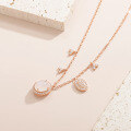 wholesale S925 Sterling Silver Plated with 18k Rose Gold 2ct Natural Gemstone Moonstone Necklace with Unique Design-0-2
