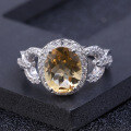 wholesale S925 silver luxurious natural fancy citrine ring with European and American cross-border retro design-0-1