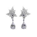 wholesale Metal material: S925 silver The Mu Jing Jewelry S925 Silver Grand Crown Bridal Earrings 8*11mm Drop Pear-shaped Earrings are a fashionable banquet style-0-4