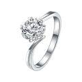 wholesale S925 Sterling Silver Genuine D Color Moissanite Ring for Women, Snowflake Twist Shank Luxury Engagement Wedding Ring-0-2